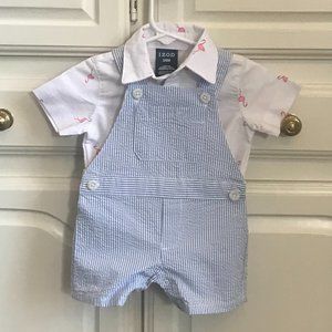 IZOD 2 Piece Overalls with Shirt, 3/6 months